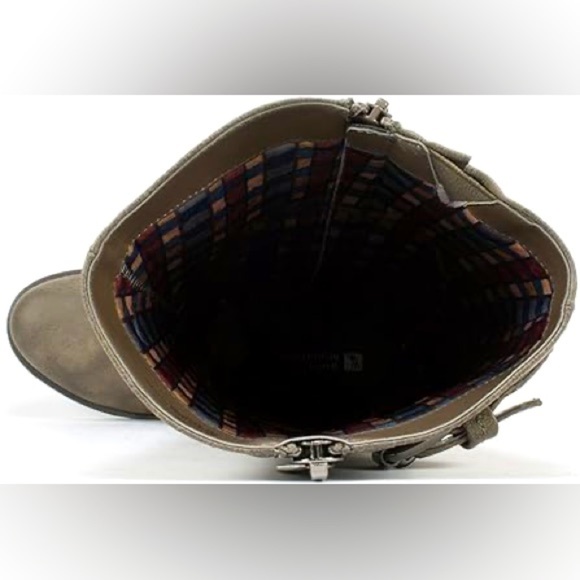 NWOT Lyle Stone Suede Smooth Distressed Boots Wide Calf Sz 8.5M White Mountain - Picture 5 of 7